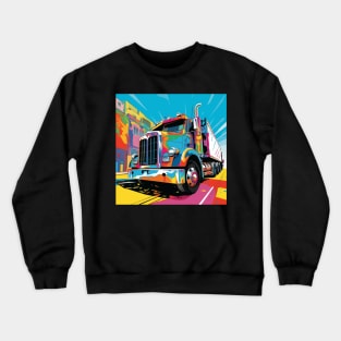 A Graphic Pop Art Drawing of a big American truck Crewneck Sweatshirt